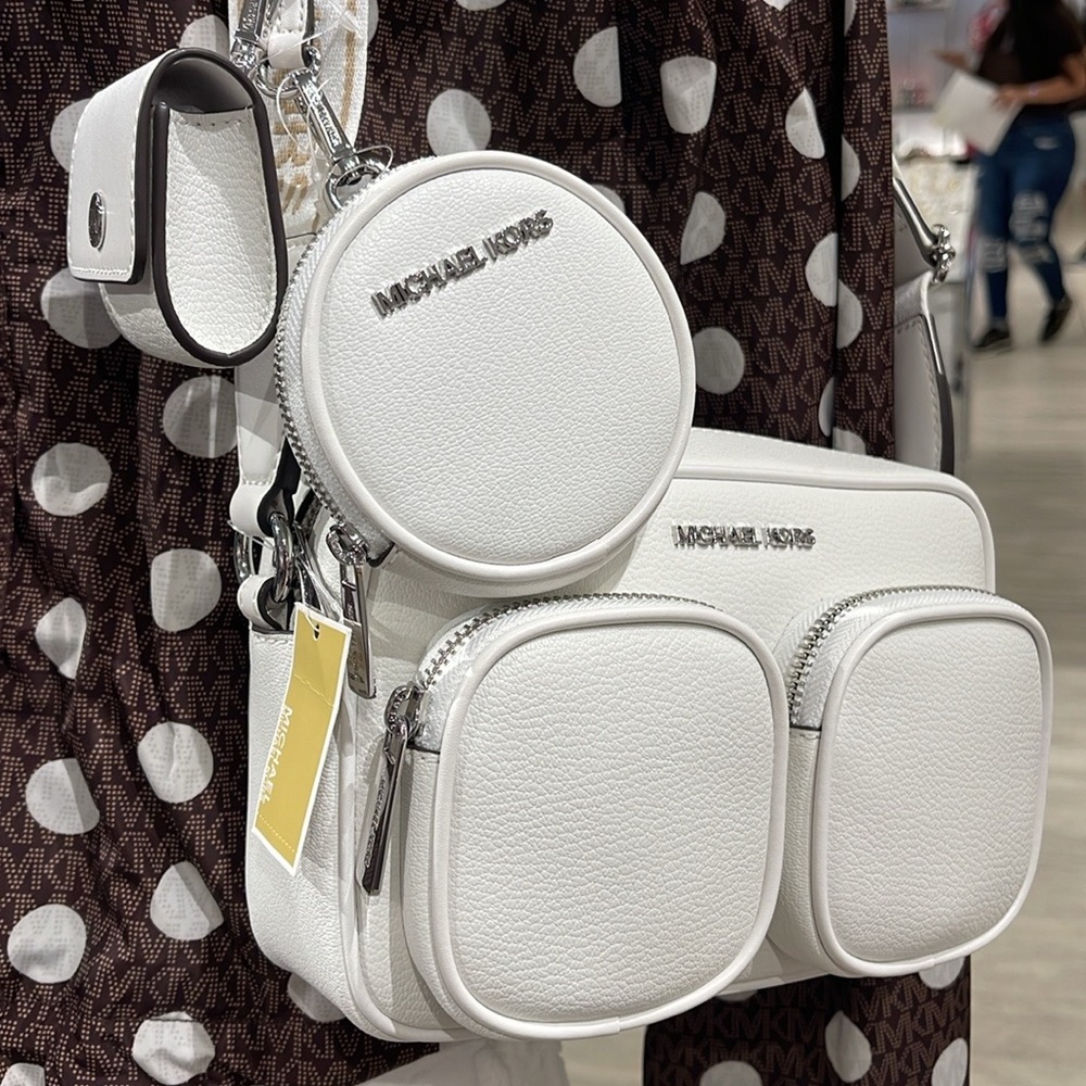 Michael Kors Jet Set Leather Medium Crossbody Bag with Case for Apple Airpods Pr - Picture 7 of 16